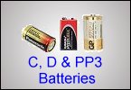 C, D and PP3 size alkaline (disposable) batteries from Watch Battery (UK) Ltd