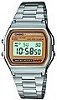 Casio A-158WEA-9EF Classic LCD Watch with Chrome effect Bracelet and Gold Face