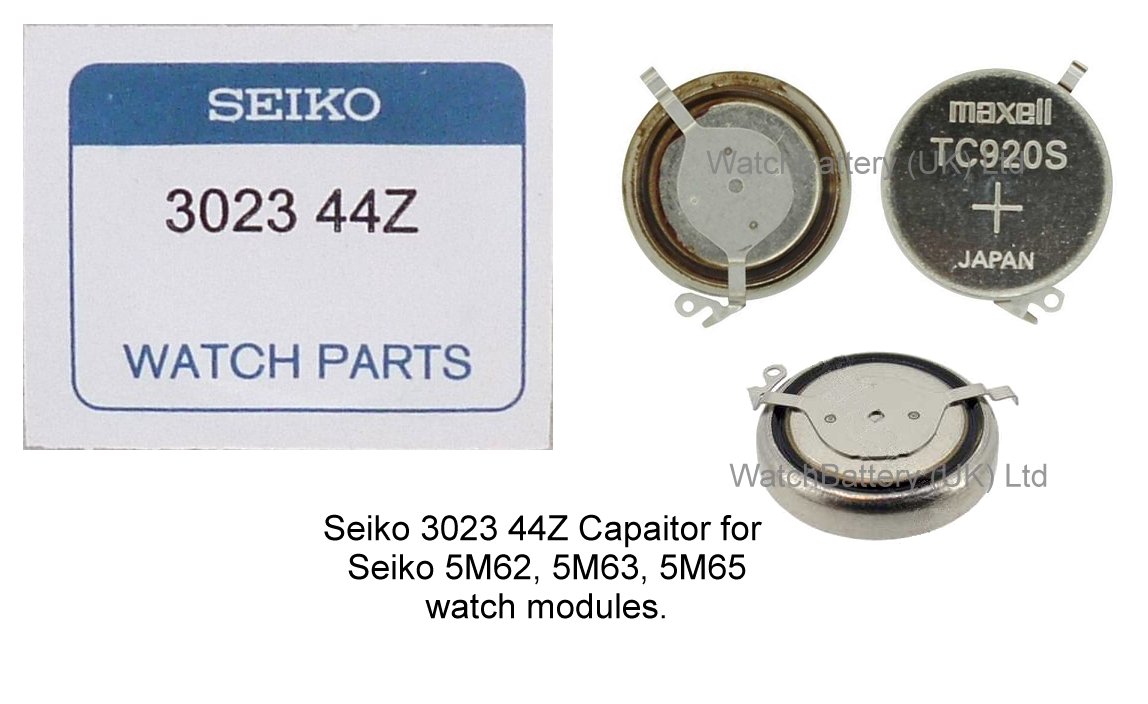 Seiko Capacitor (TC920S) 3023 44Z for Seiko 5M54, 5M62, 5M63 and 5M65  Modules (3023 24T)