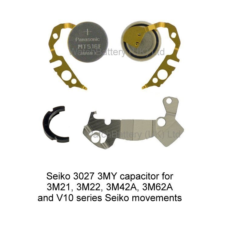 Seiko 3027 3MY Capacitor (MT-516F) for 3M21, 3M22, 3M42A, 3M62A and V10  series Seiko movements.
