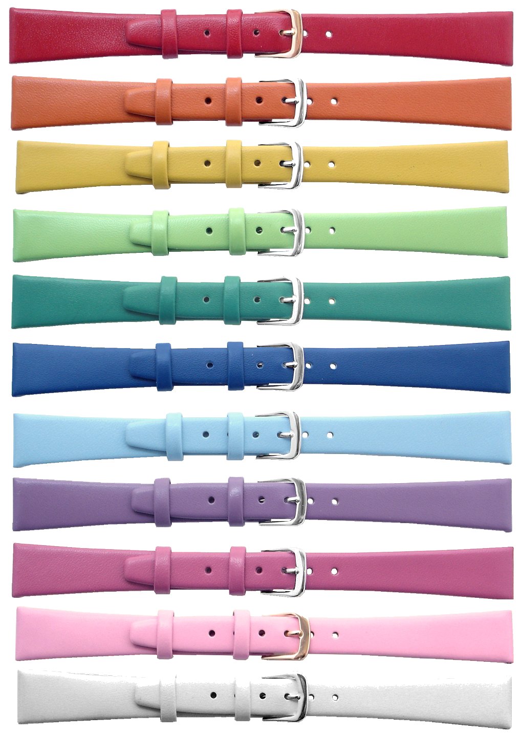 Leather Leather Watch Strap In Rainbow Colours With Beige Lining 8 18mm 