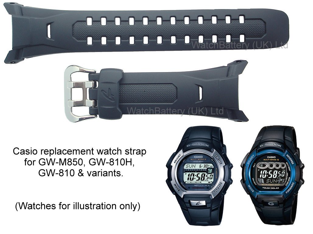Cinturino Originale Casio Nero In Resina Per Orologi GW-M850, GW-810H - Larghezza 26 Mm, Fascia Di Ricambio
